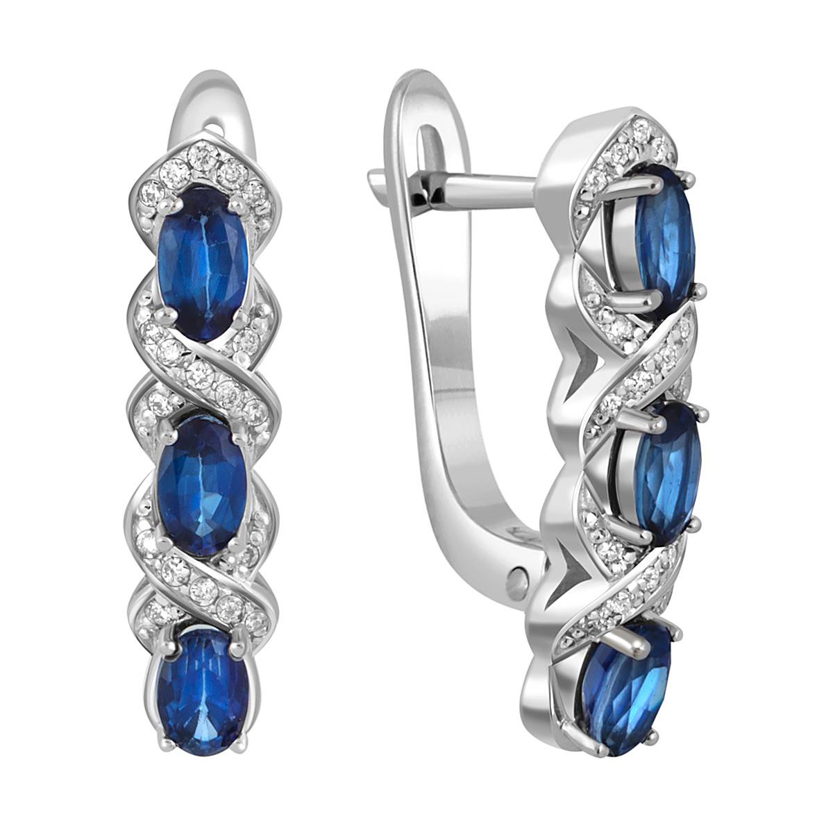 Серьги из белого золота с бриллиантами и сапфирами (045988)