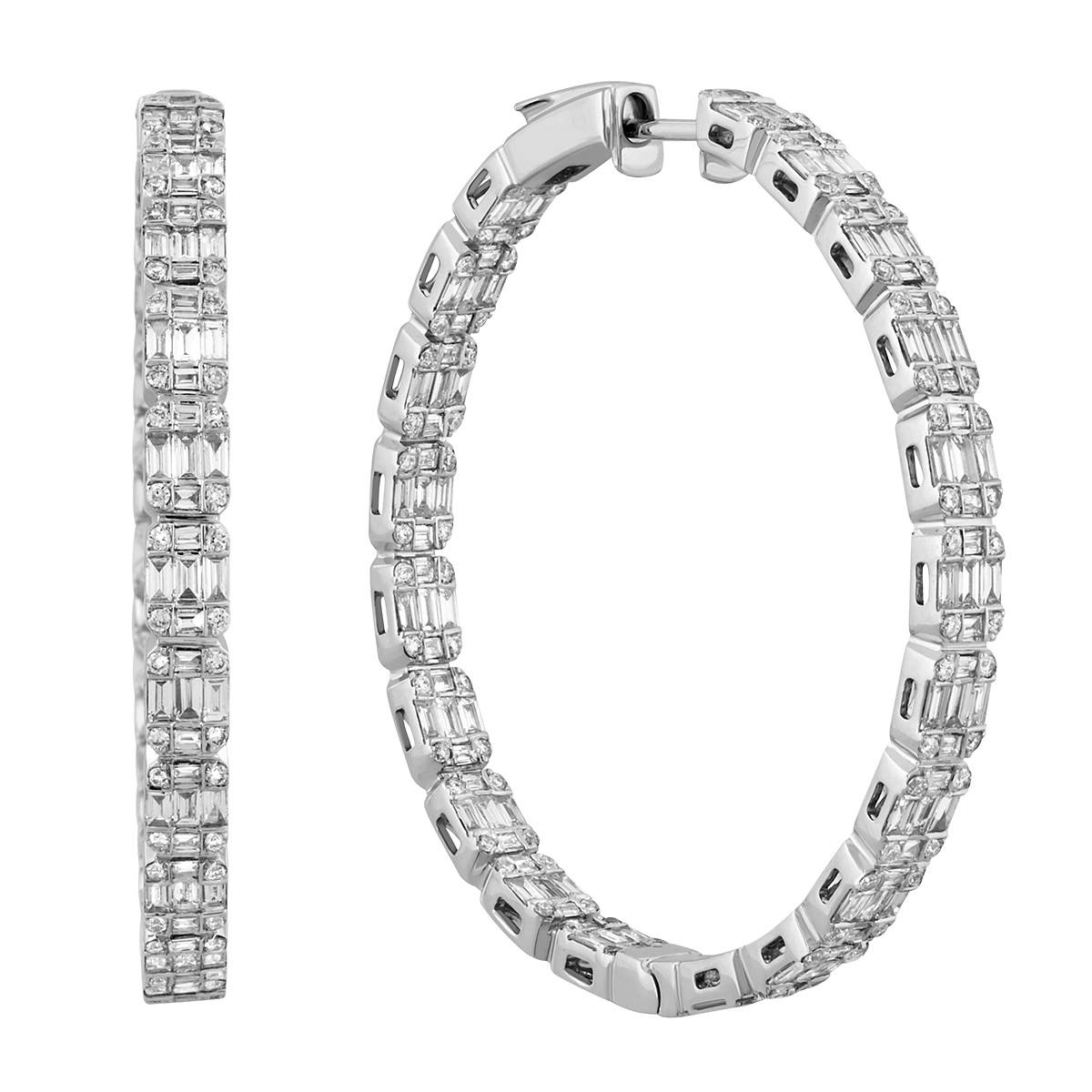 Серьги конго из белого золота с бриллиантами (050582)