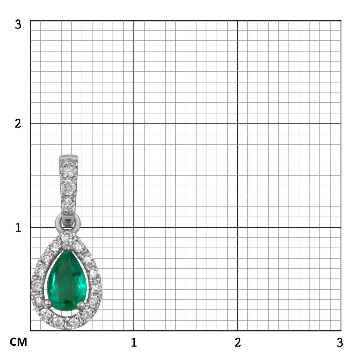 Кулон из белого золота с бриллиантами и изумрудом (052436)