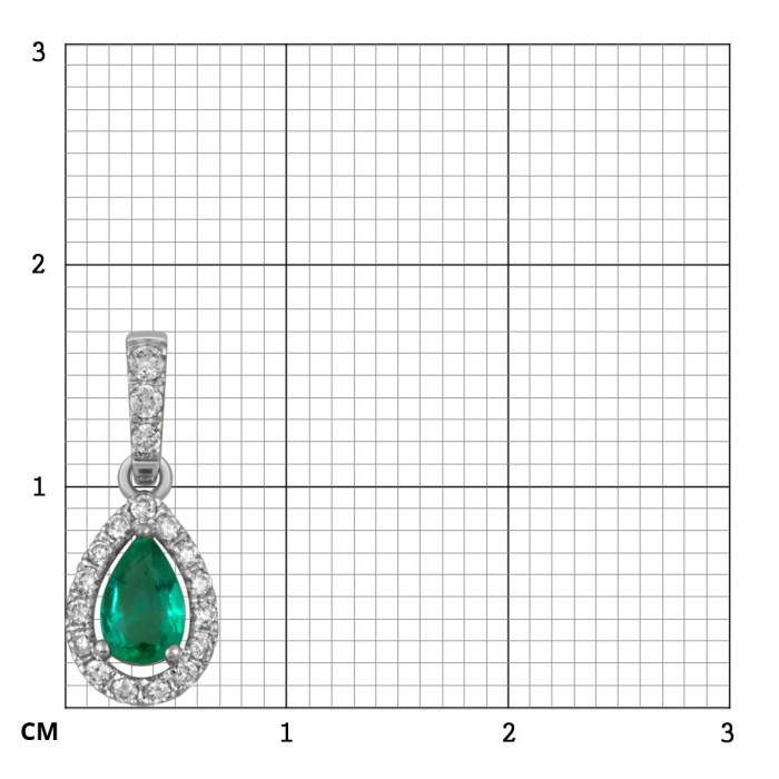 Кулон из белого золота с бриллиантами и изумрудом (052436)