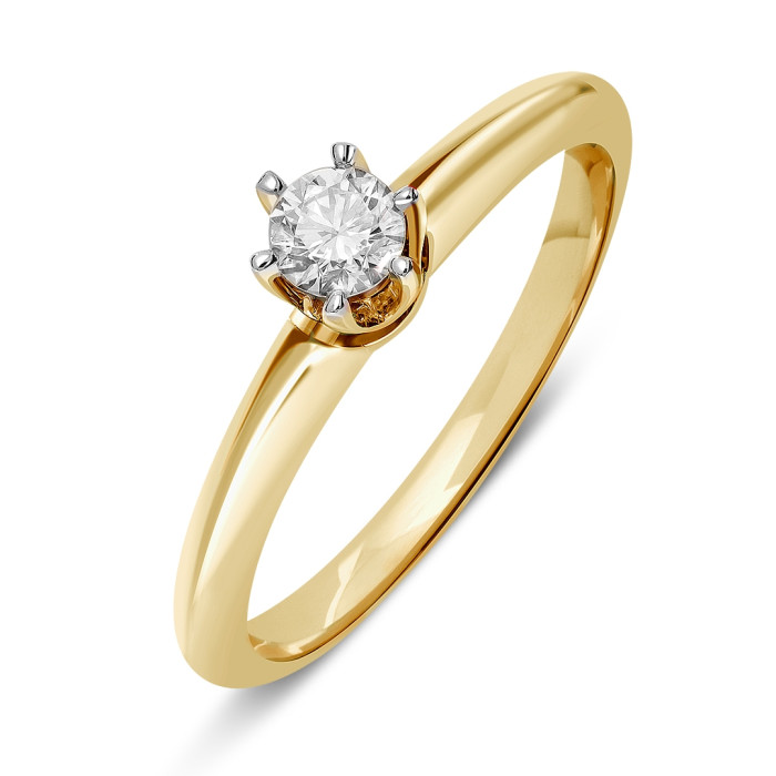 Помолвочное кольцо из комбинированного золота с бриллиантом (042938)
