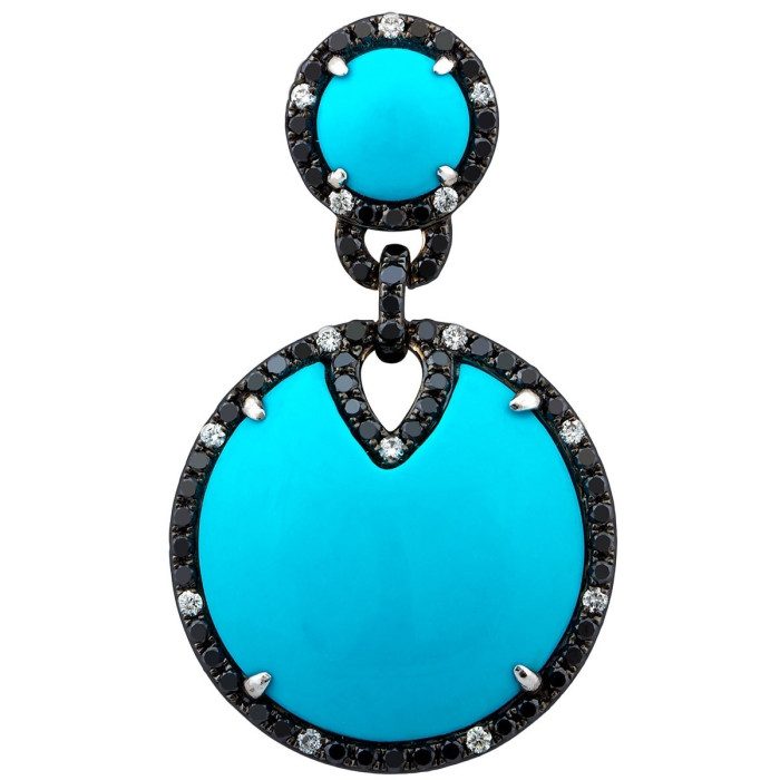 Кулон из золота с бриллиантами и бирюзой (003993)