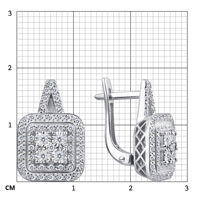 Серьги из белого золота с бриллиантами (063012)