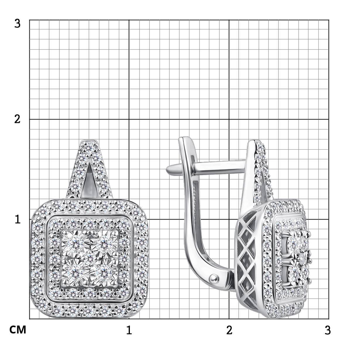 Серьги из белого золота с бриллиантами (063012)