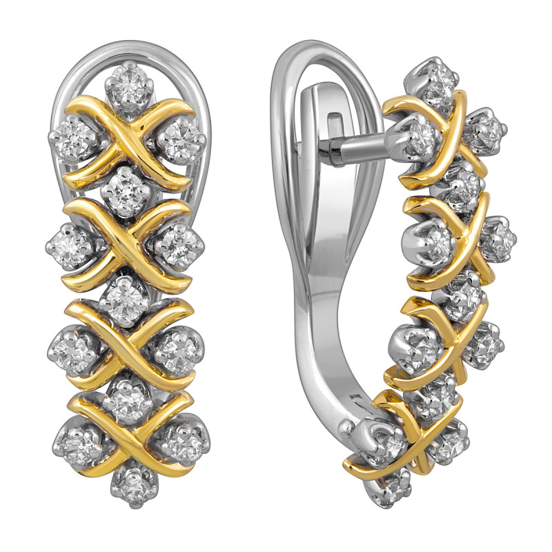 Серьги из комбинированного золота с бриллиантами (052923)