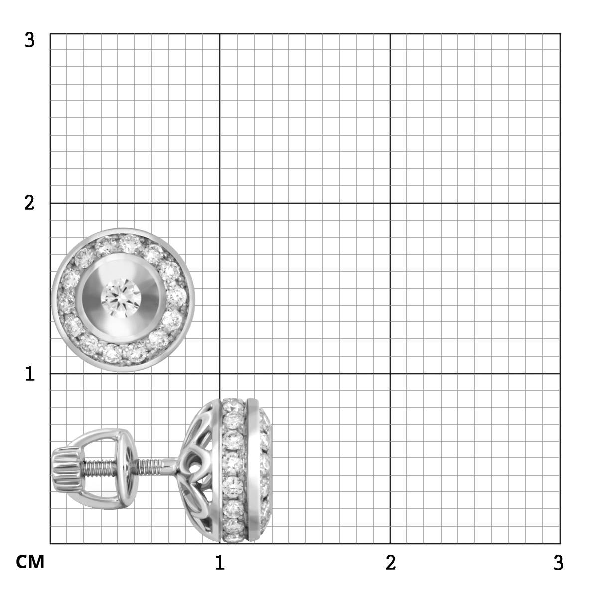 Серьги пусеты из белого золота с бриллиантами (039725)