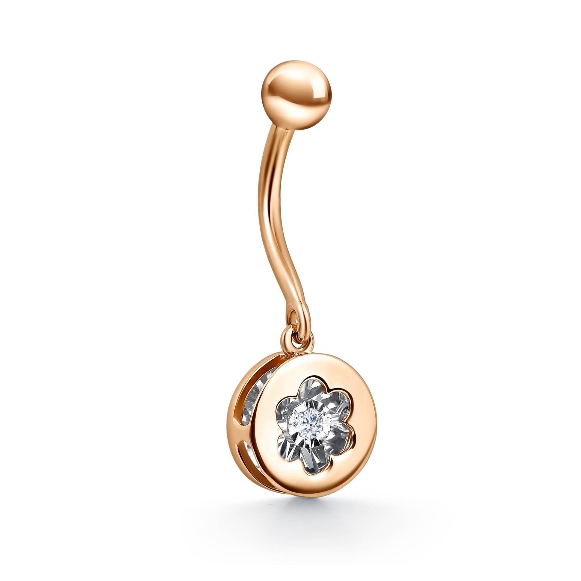 Пирсинг из красного золота с бриллиантом (058864)