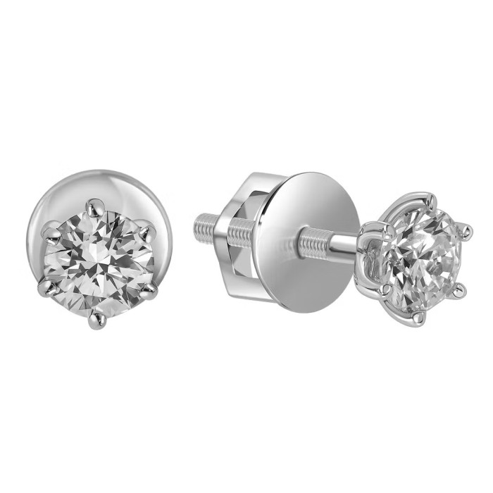 Серьги пусеты из платины с бриллиантами (064728)