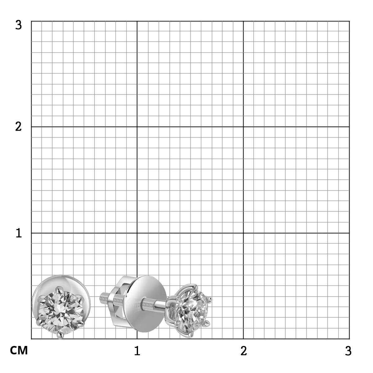 Серьги пусеты из платины с бриллиантами (064728)