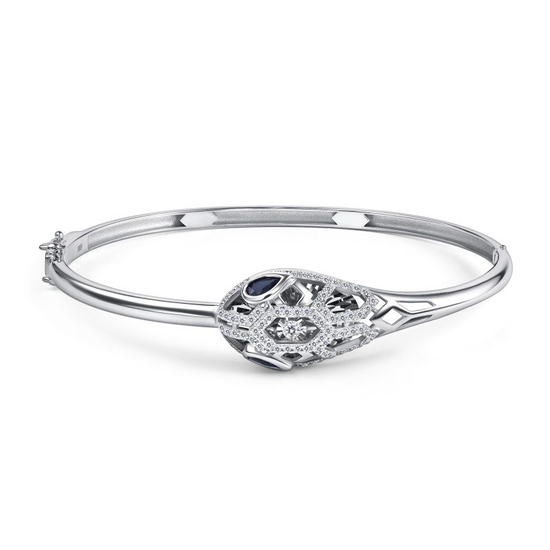 Браслет из белого золота с бриллиантами и сапфирами (060371)