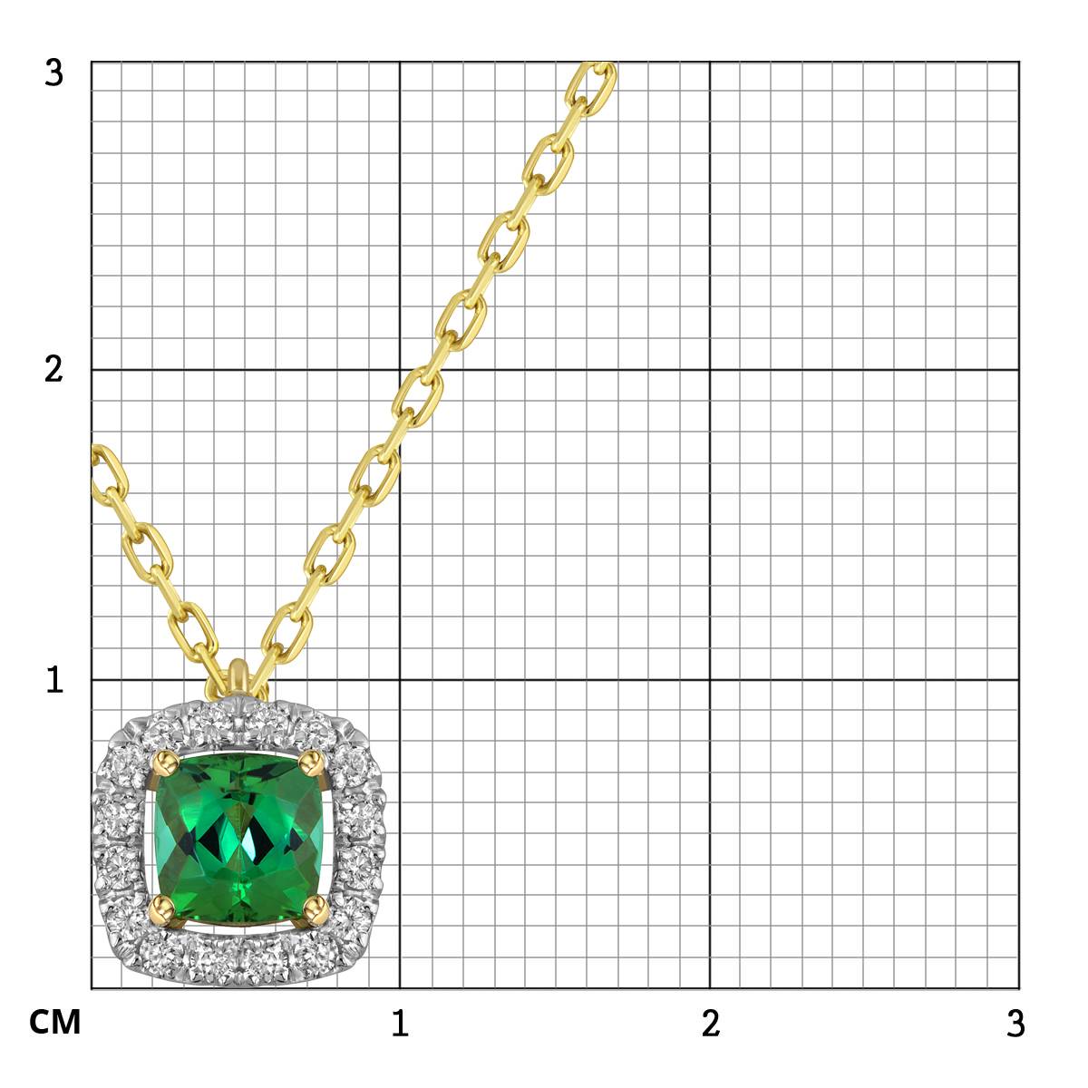 Колье из жёлтого золота с бриллиантами и турмалином (057500)