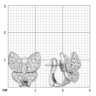 Серьги из белого золота с бриллиантами "Бабочки" (058452)