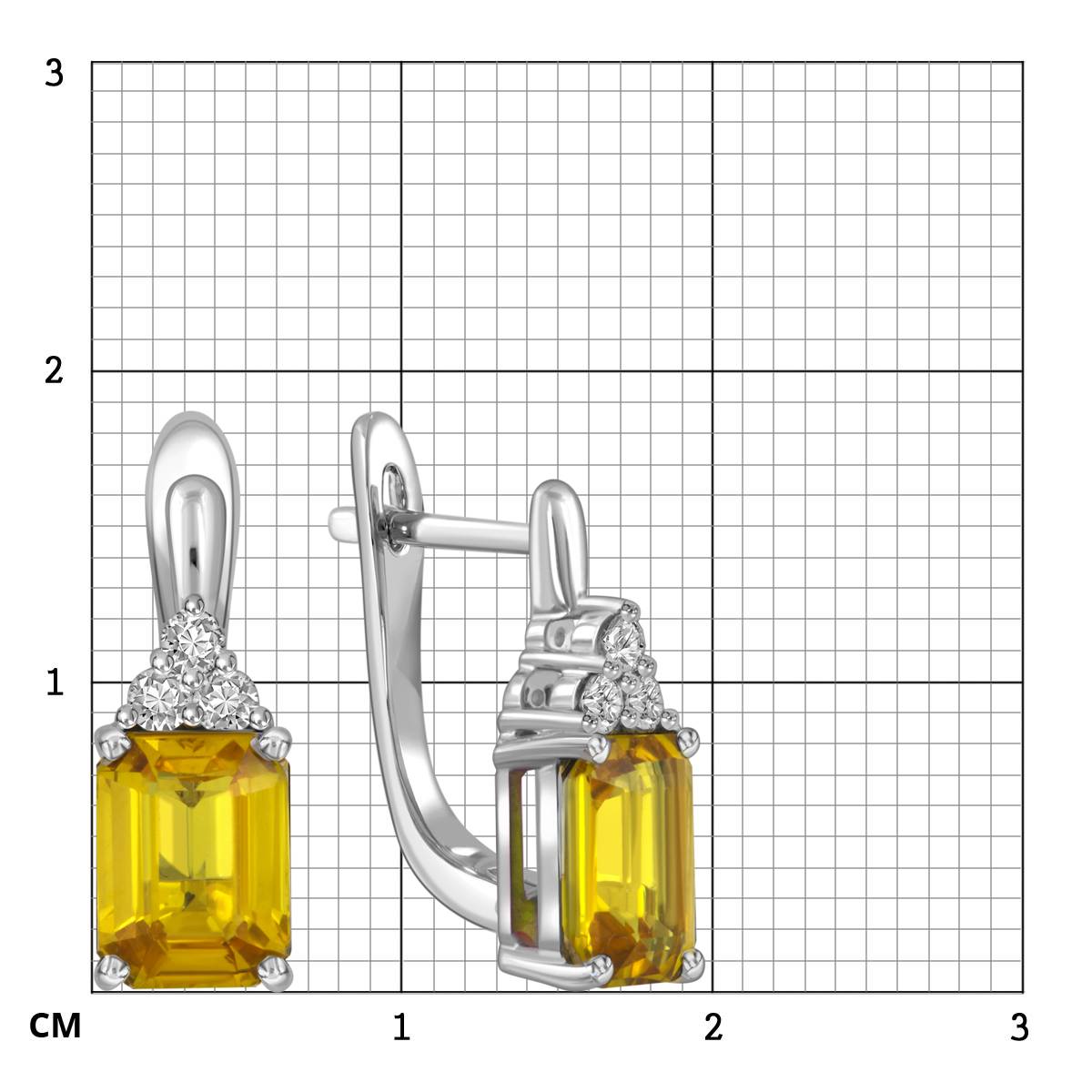Серьги и з белого золота с жёлтыми сапфирами (055722)