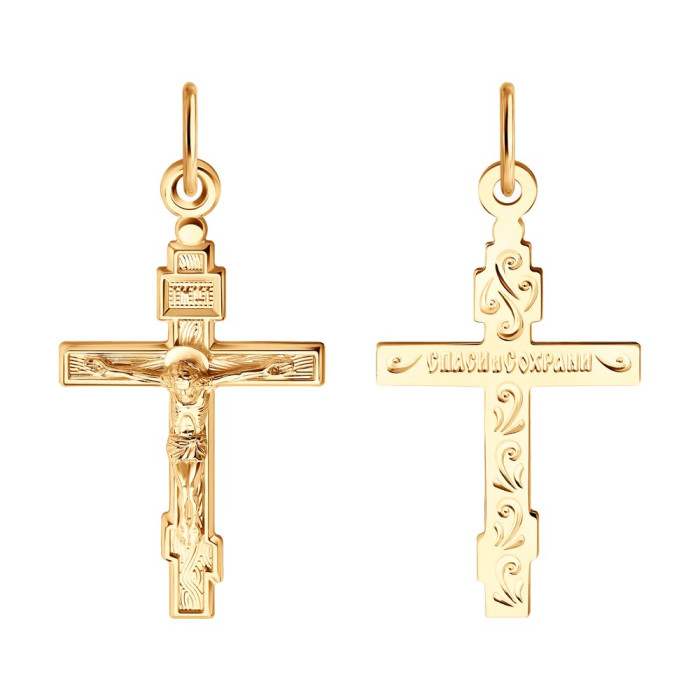 Кулон крест из красного золота (050382)