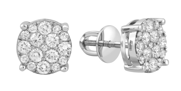Серьги пусеты из белого золота с бриллиантами (043918)