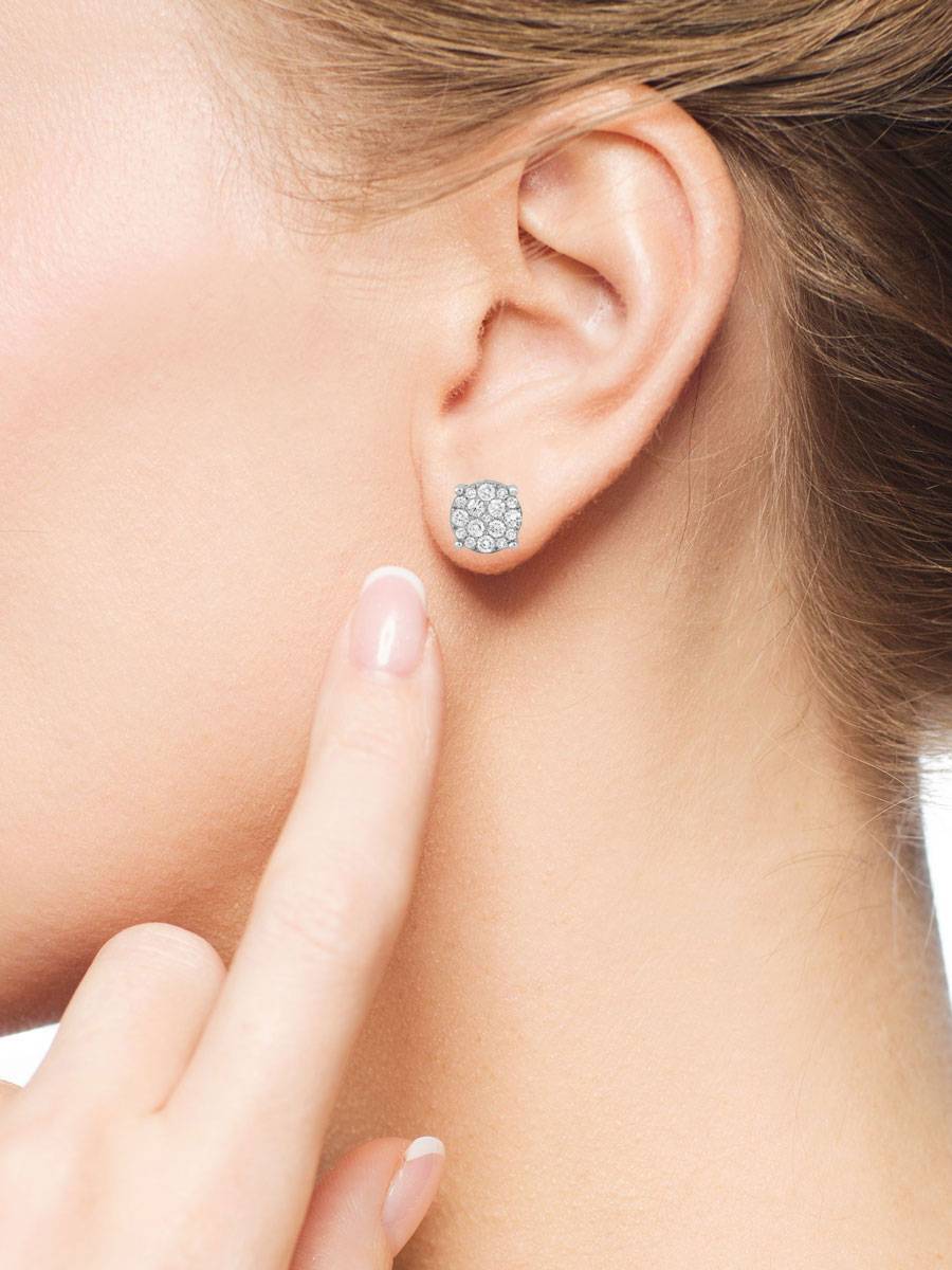 Серьги пусеты из белого золота с бриллиантами (043918)