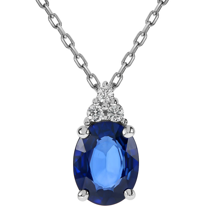 Колье из белого золота с бриллиантами и сапфиром (061608)