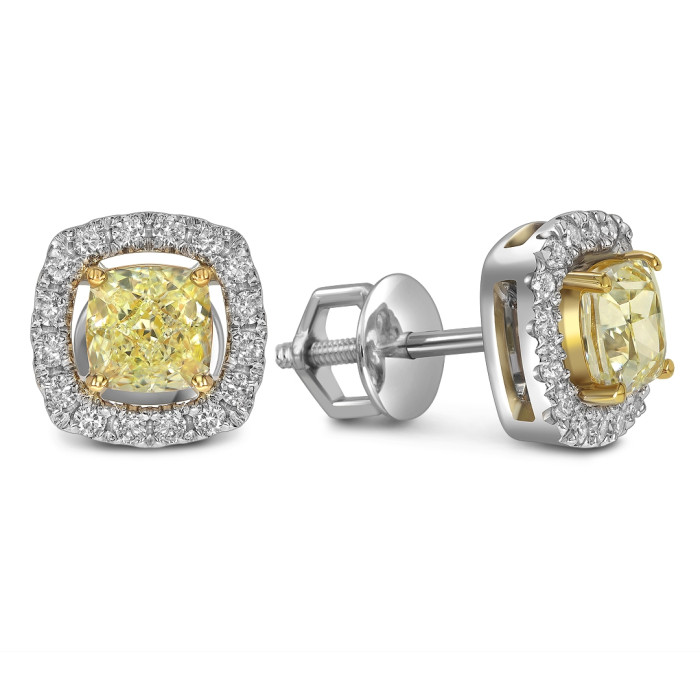 Серьги пусеты из белого золота с бриллиантами (062831)