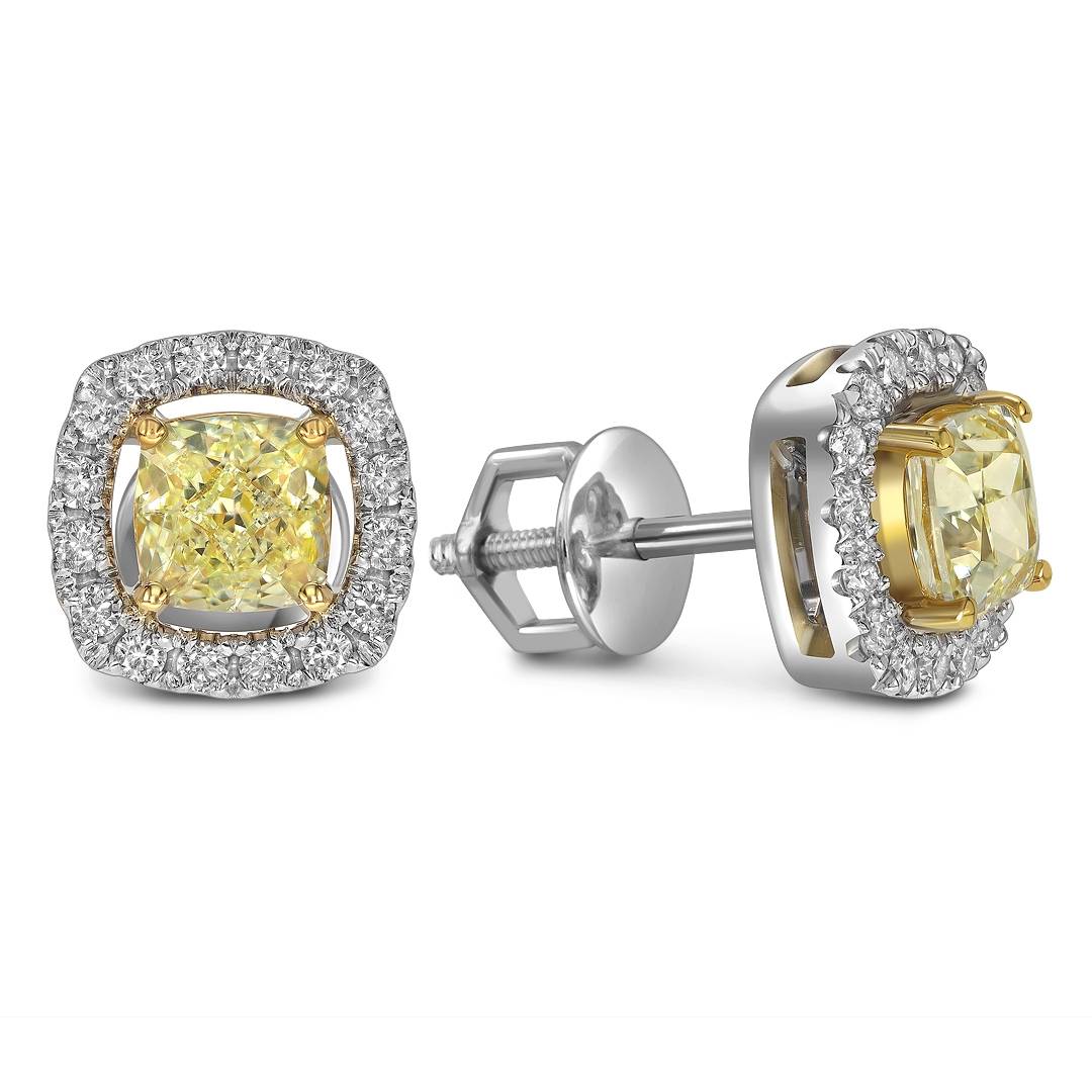 Серьги пусеты из белого золота с бриллиантами (062831)