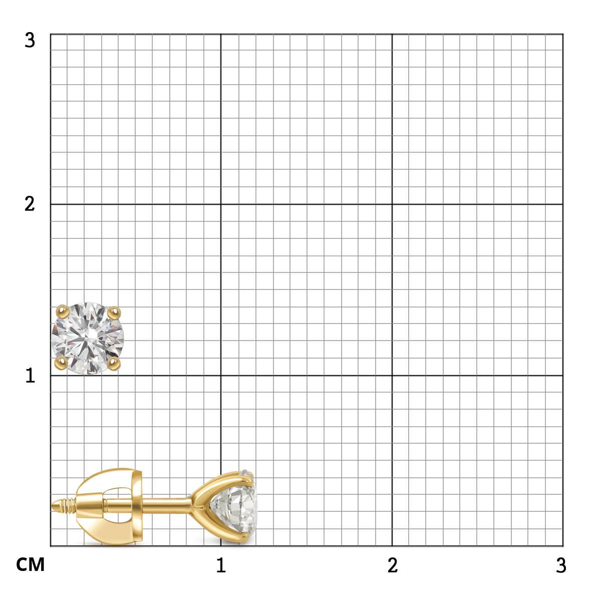 Серьги пусеты из жёлтого золота с бриллиантами (059699)