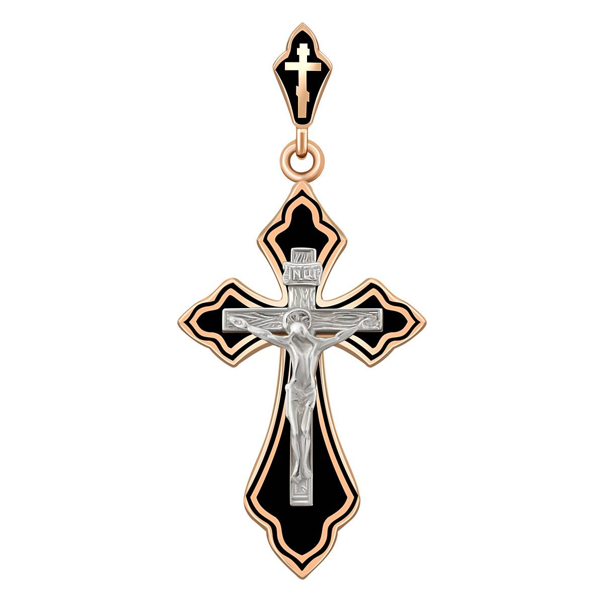 Кулон крест из красного золота с с эмалью (038545)