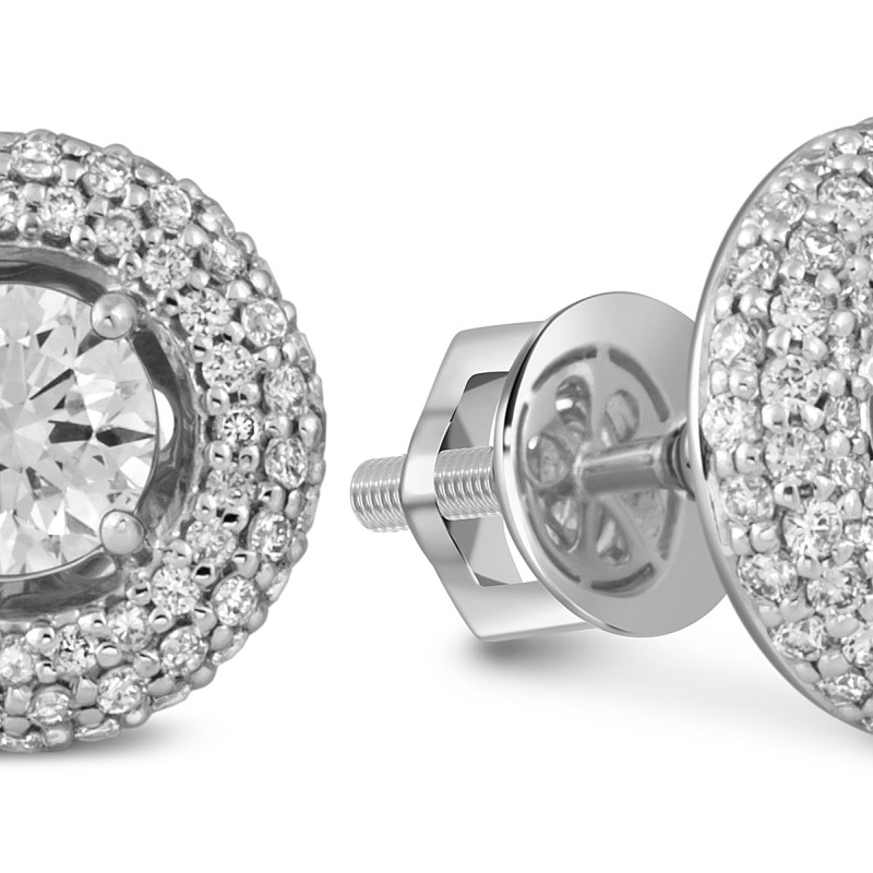 Серьги пусеты из белого золота с бриллиантами (051724)