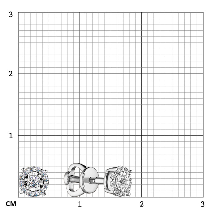 Серьги пусеты из белого золота с бриллиантами (055178)
