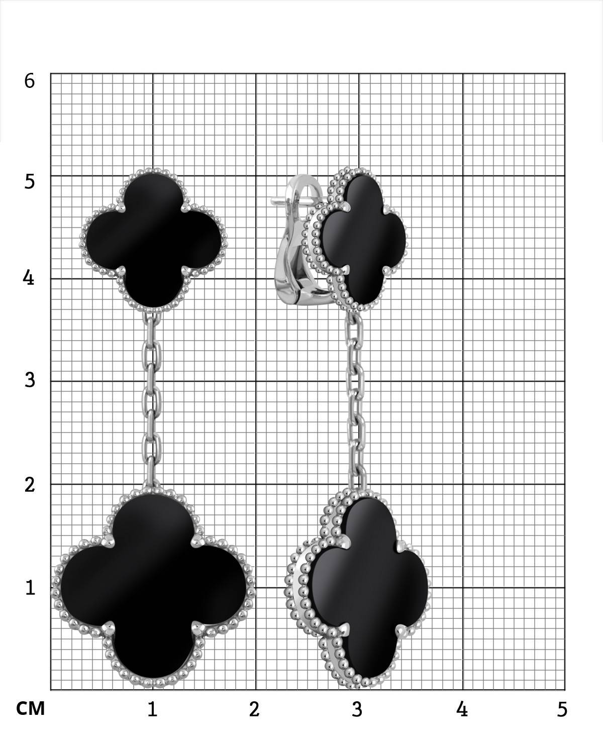 Серьги из белого золота с ониксом (046804)