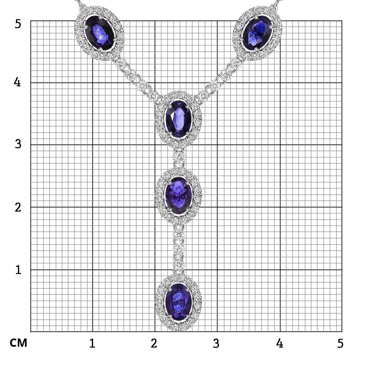 Колье из белого золота с бриллиантами и танзанитами (061620)