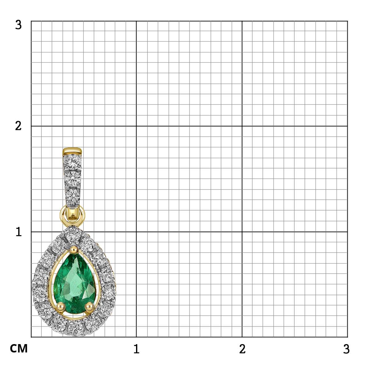 Кулон из жёлтого золота с бриллиантами и изумрудом (062541)
