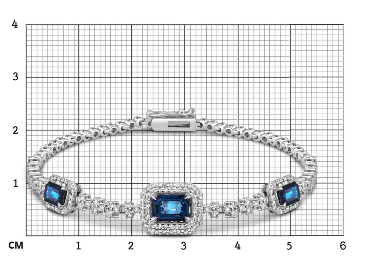 Браслет из белого золота с бриллиантами и сапфирами (049339)