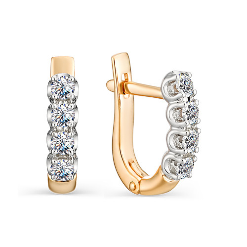 Серьги из комбинированного золота с бриллиантами (047470)