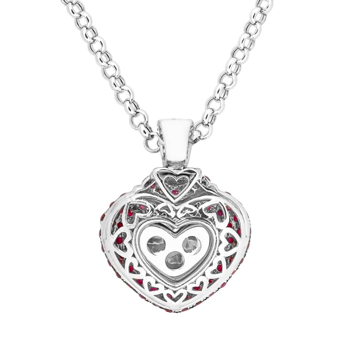 Кулон из белого золота с бриллиантами и рубинами 
