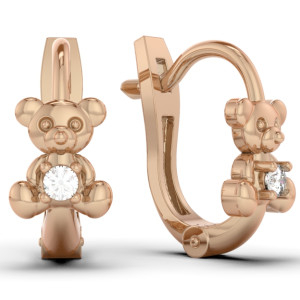 Серьги из красного золота с бриллиантами (052690)