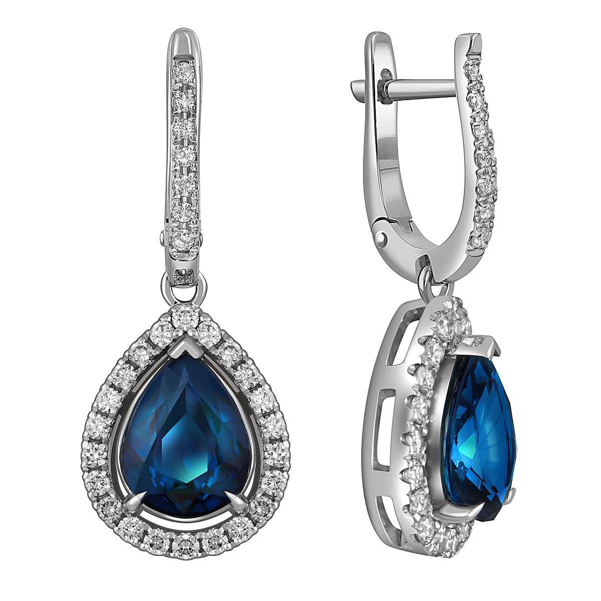 Серьги из белого золота с бриллиантами и сапфирами (053772)