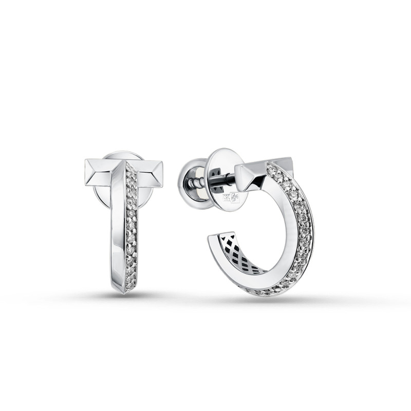 Серьги пусеты из белого золота с бриллиантами (055843)