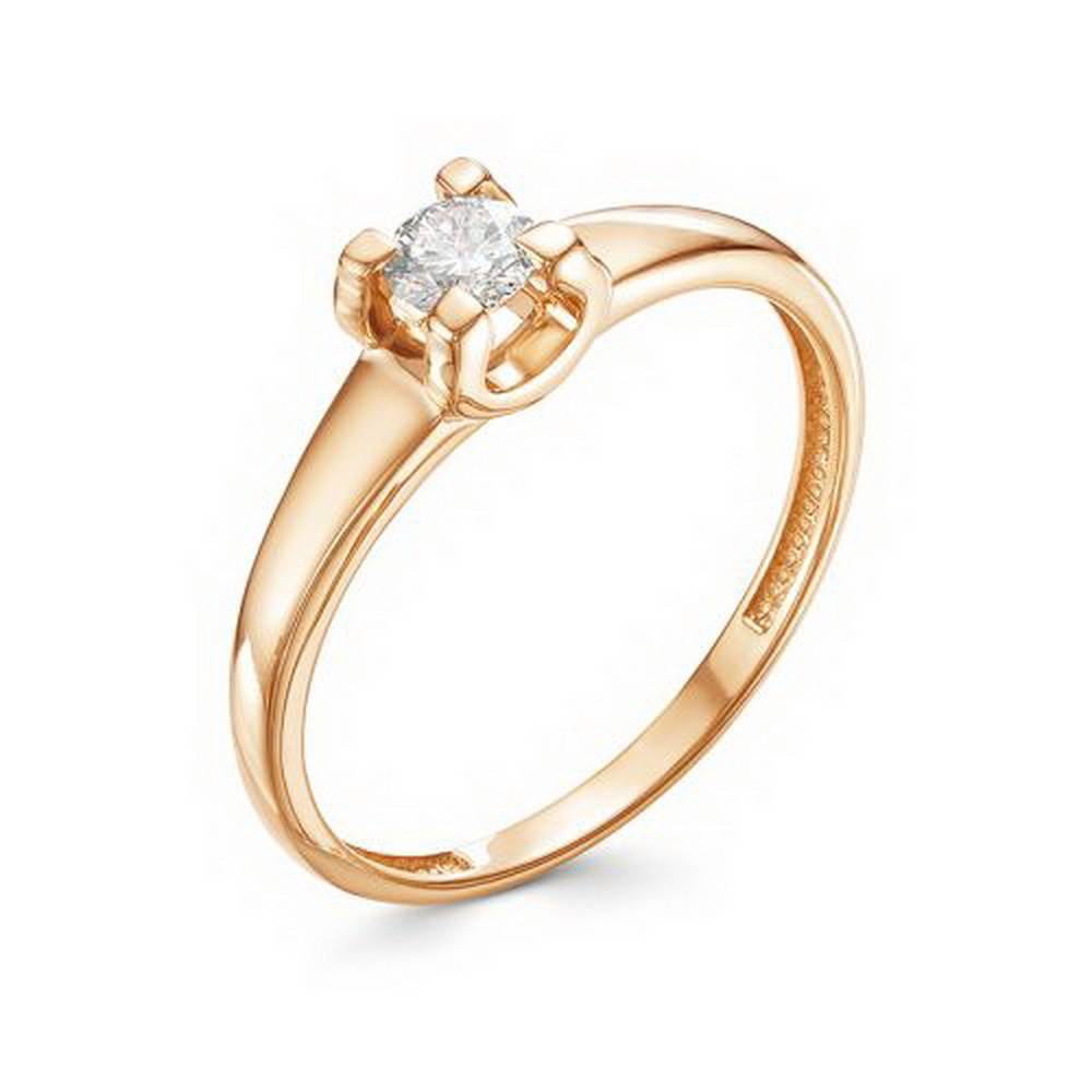 Помолвочное кольцо из красного золота с бриллиантом (033449)