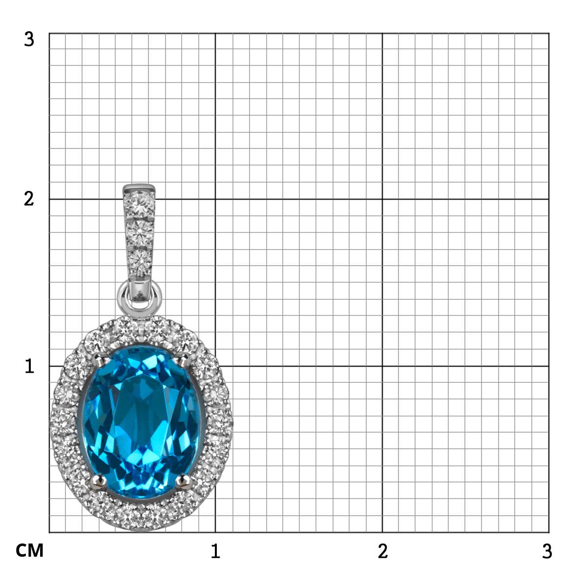Кулон из белого золота с бриллиантами и топазом (060155)