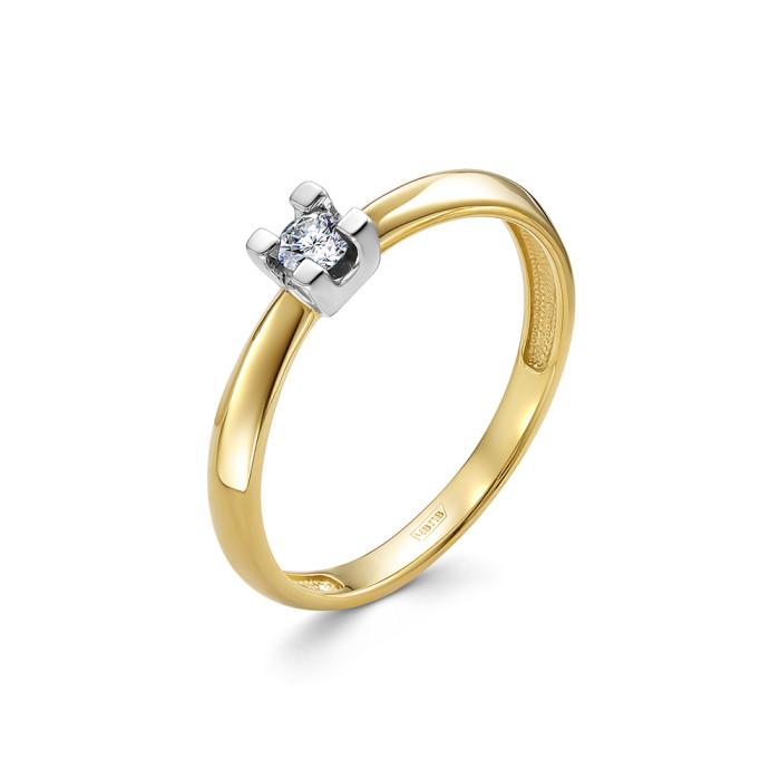 Помолвочное кольцо из комбинированного золота с бриллиантом (053875)