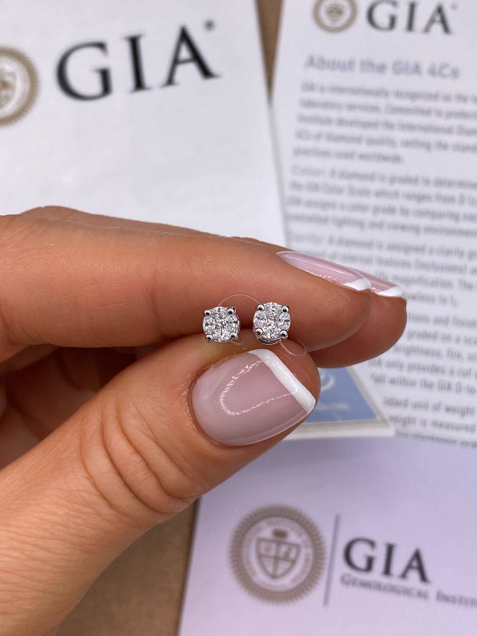 Серьги пусеты из белого золота с бриллиантами (042710)