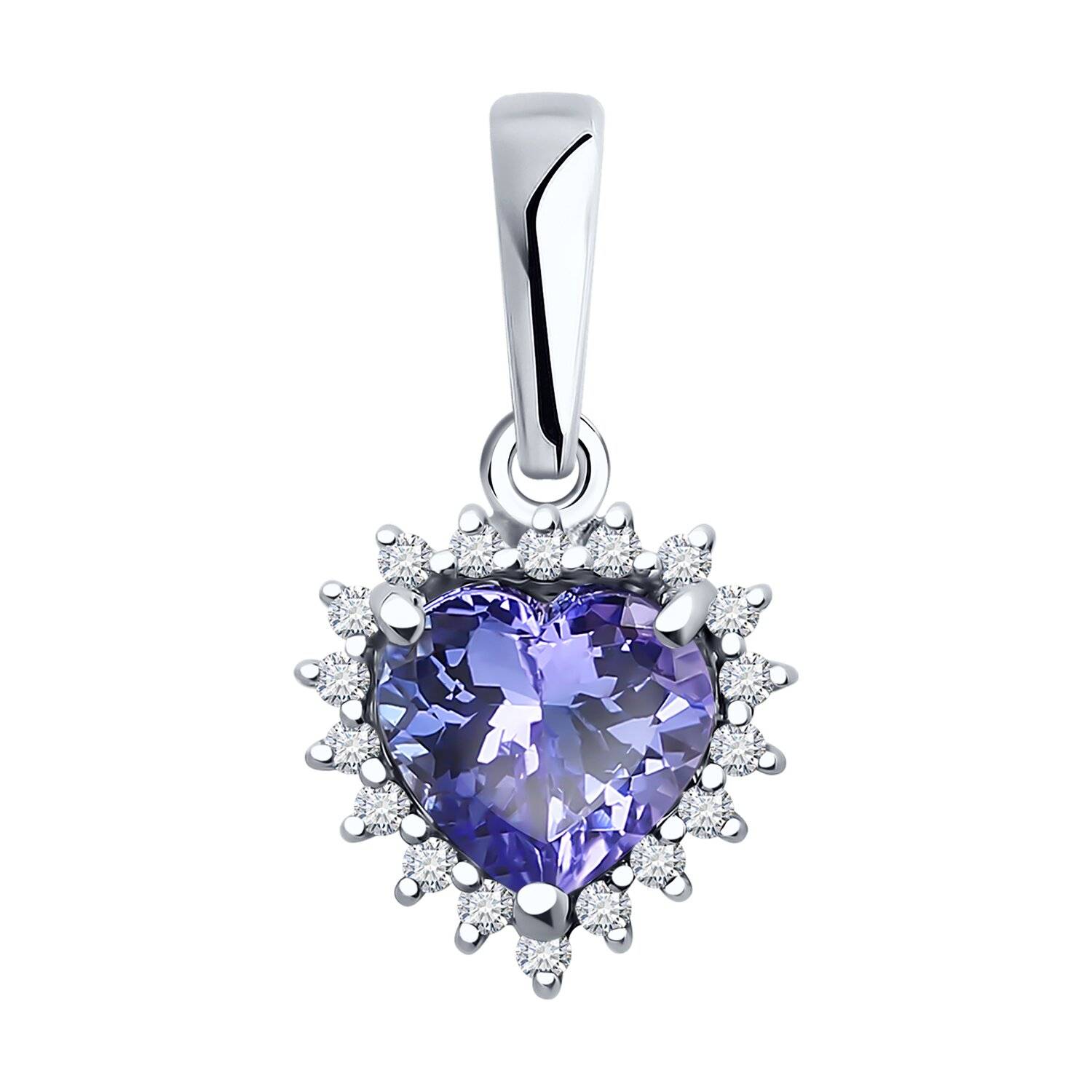 Кулон из белого золота с бриллиантами и танзанитом 