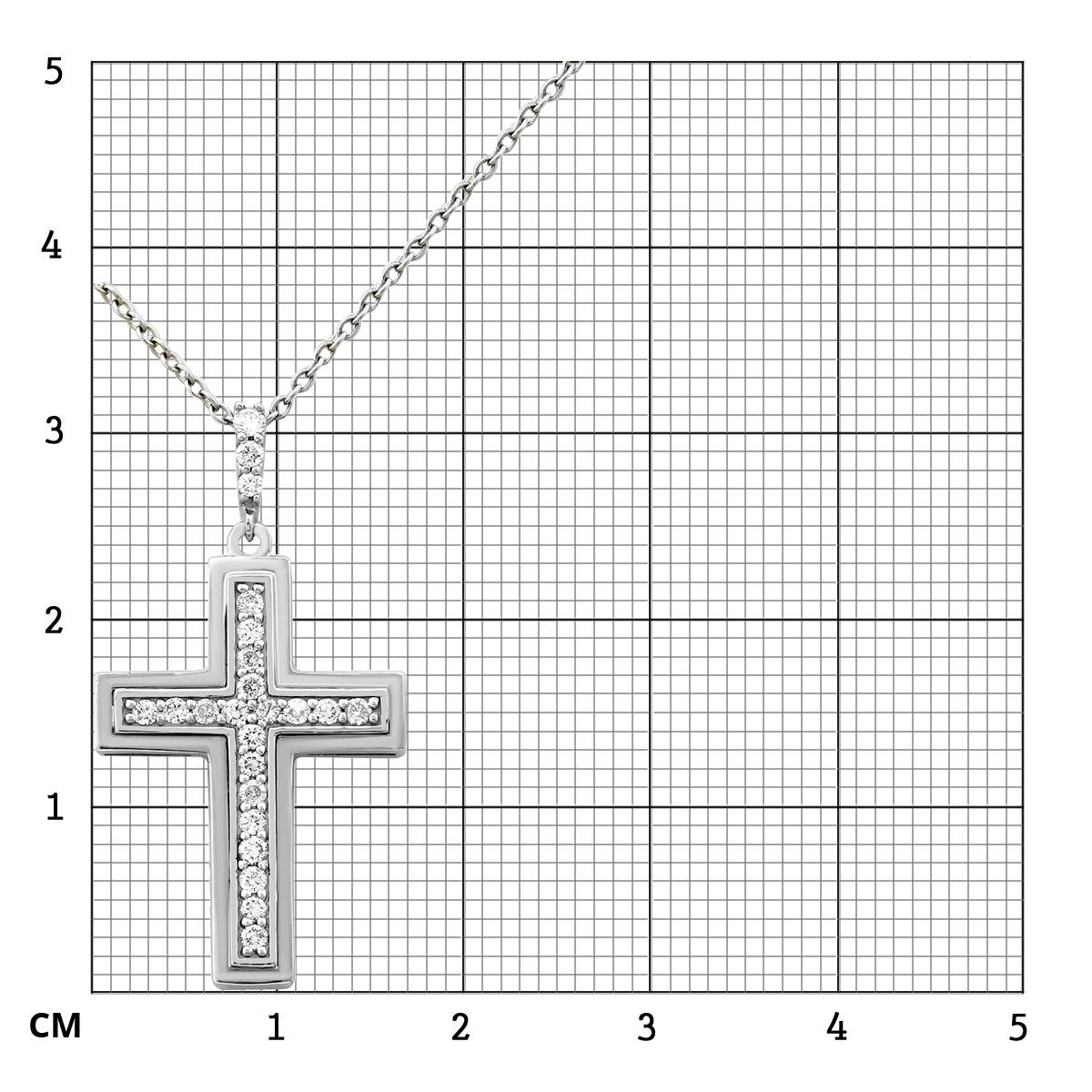Кулон Крест из белого золота с бриллиантами (063512)