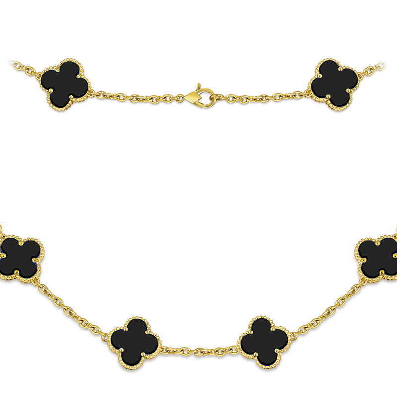 Колье из жёлтого золота с ониксом (052041)