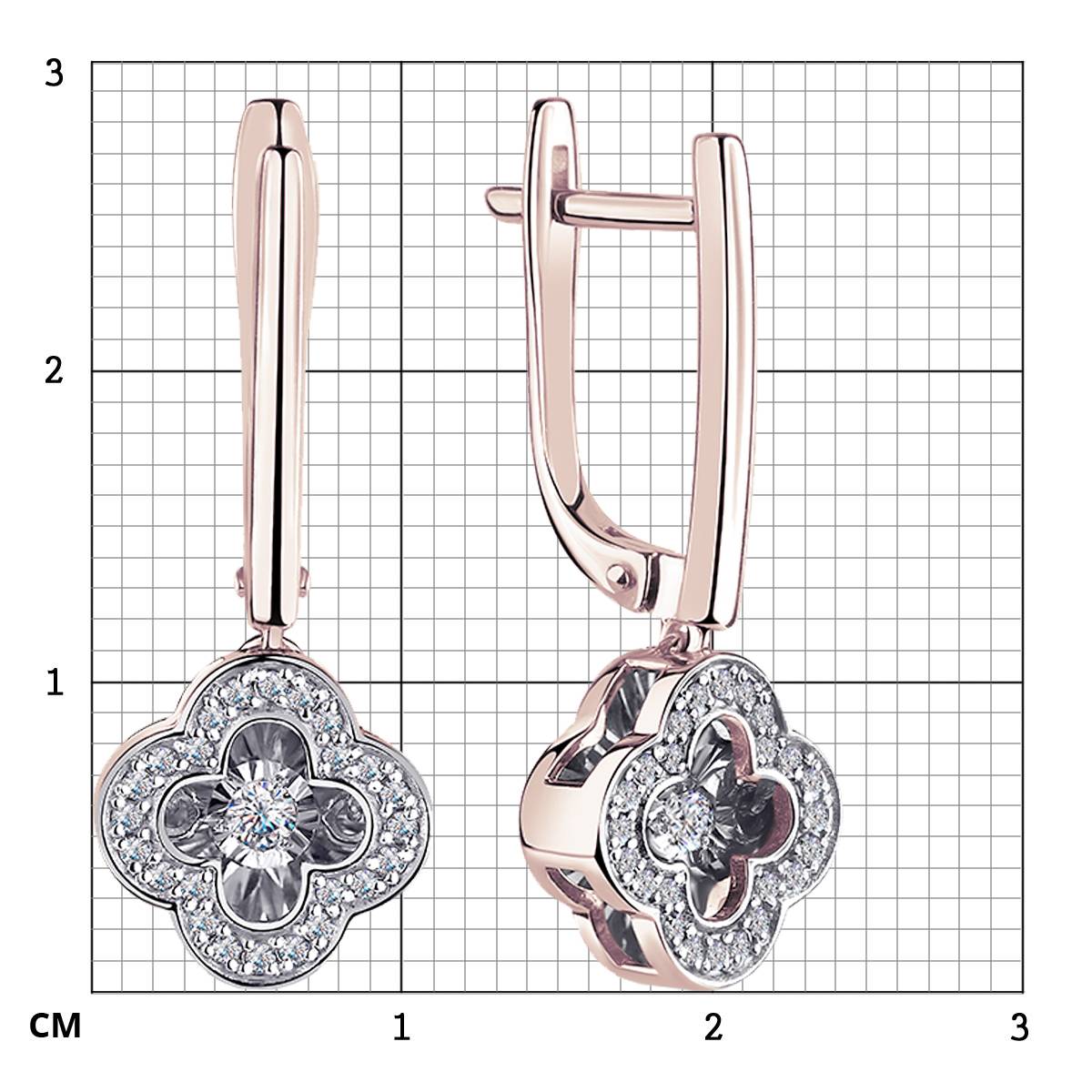 Серьги из красного золота с бриллиантами (058901)