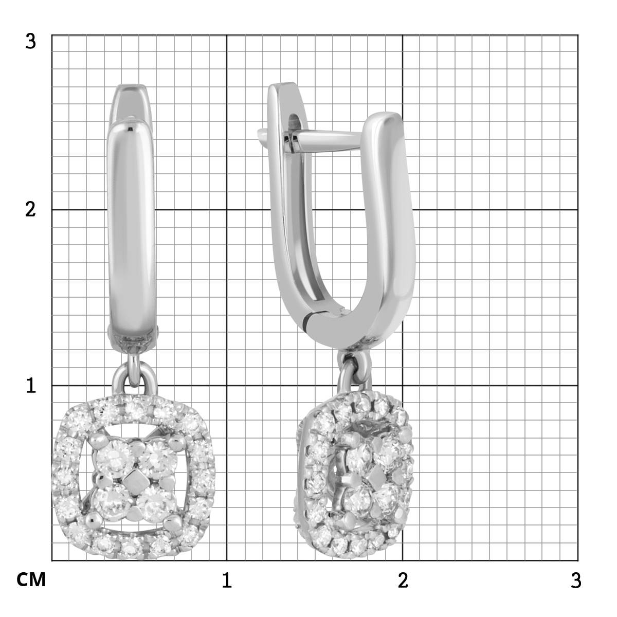 Серьги из белого золота с бриллиантами (039707)