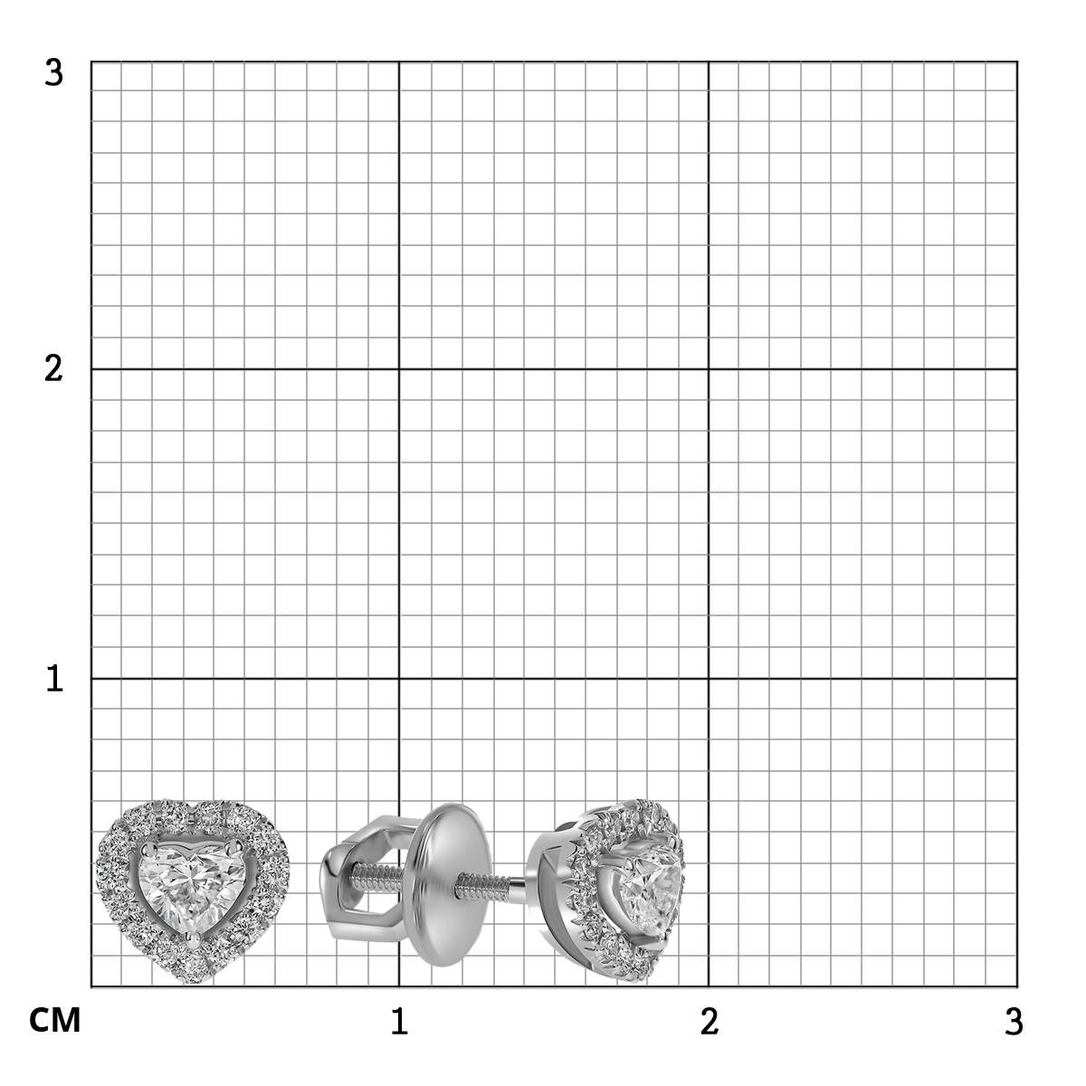 Серьги пусеты из белого золота с бриллиантами 