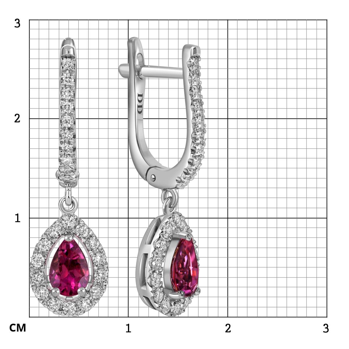 Серьги из белого золота с бриллиантами и турмалинами (062771)