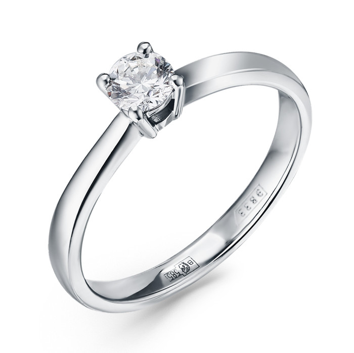 Помолвочное кольцо из белого золота с бриллиантом (058753)