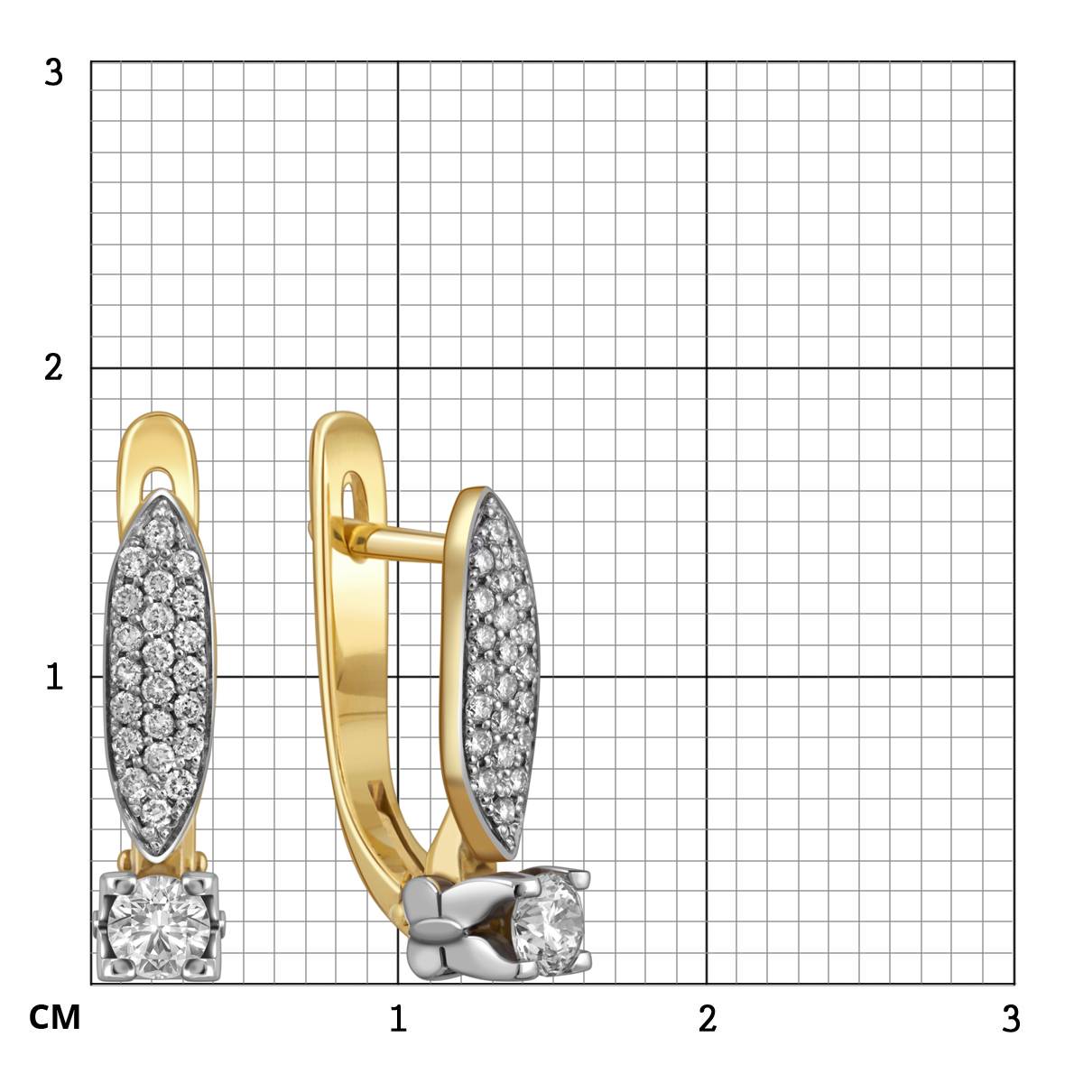 Серьги из комбинированного золота с бриллиантами (025690)