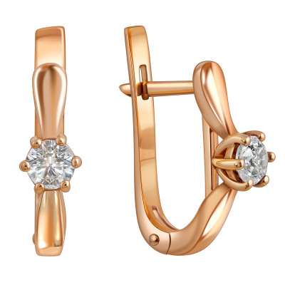 Серьги из красного золота с бриллиантами (028174)